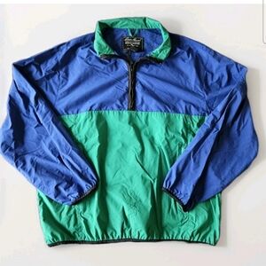 Vintage 90's y2k Eddie Bauer Men's Windbreaker Jacket Blue/Green Qtr Zip  Size M